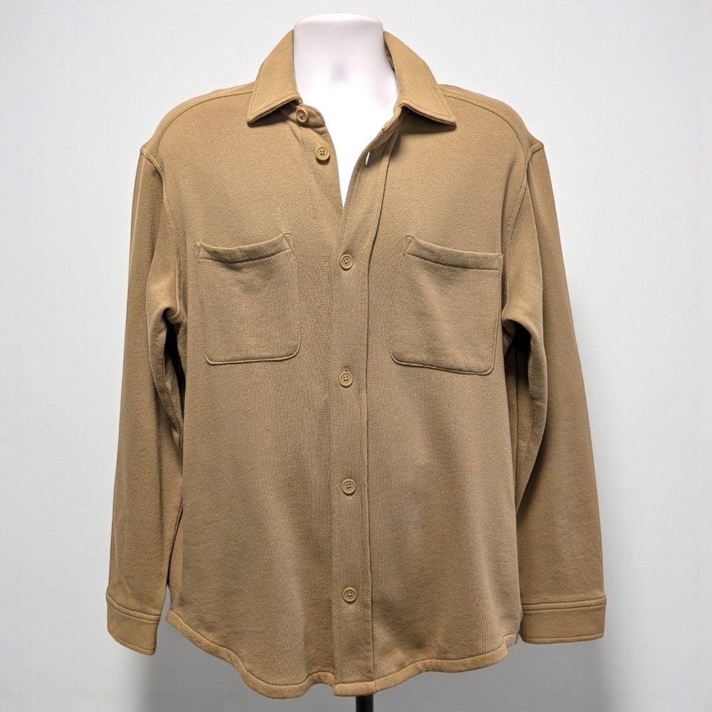 Old Navy Fleece Shacket Soft Button Down Khaki NEW Men's M